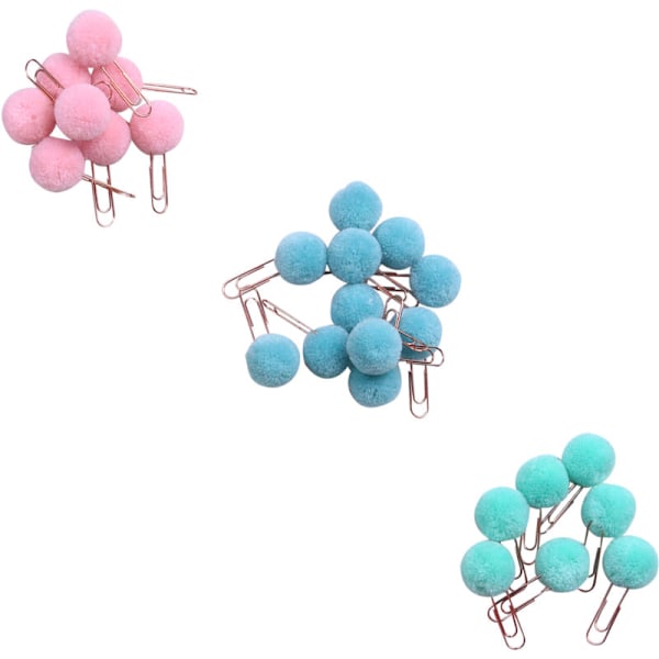 72 kpl/kpl söpöjä värikkäitä plushi-pallokirjanmerkkejä metallisella klipsillä paperiklipsi kirjanmerkki paperitavaralahja toimisto koulu tarvikkeet
