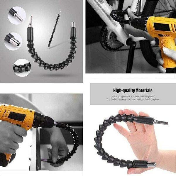 Flexibel borrchuck 105° adapter - 3 sladdlösa skruvmejseladaptrar (1/4, 3/8, 1/2\"), 1 flexibel vinkeladapter.