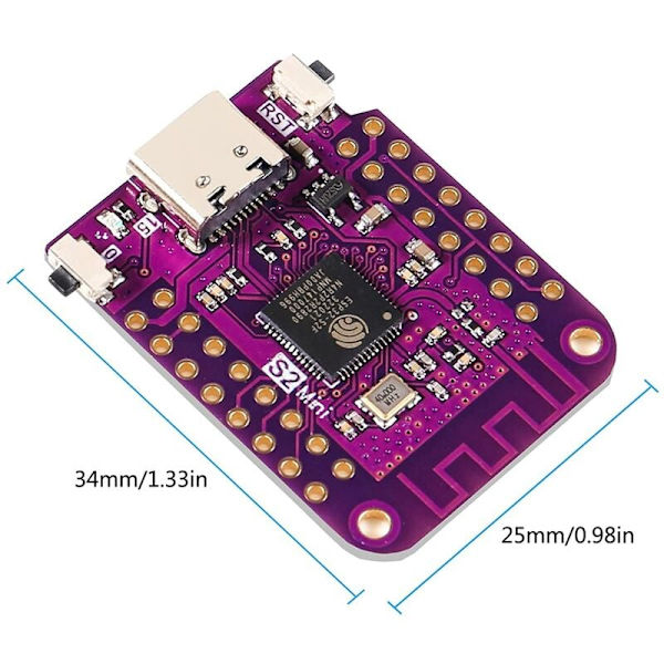 4 stk ESP32 S2 Mini V1.0.0 WiFi IOT-kort basert på ESP32-S2FN4R2 ESP32-S2 4MB Flash 2MB PSRAM MicroPython