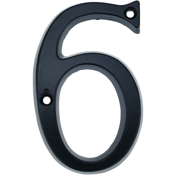 Nummer 6 i sort metal 95mm med skruer til signalering