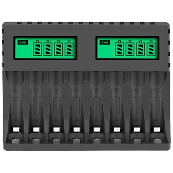 Batteriladdare LCD-display 8 fack Intelligent Smart Laddare för AA/AAA NiCd NiMh Uppladdningsbara Batterier AA AAA Laddare..