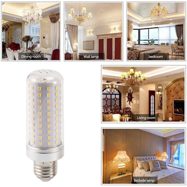LED-lampor, 3-pack 3000K varmvita glödlampor, 15W LED-majsljus Hembelysning