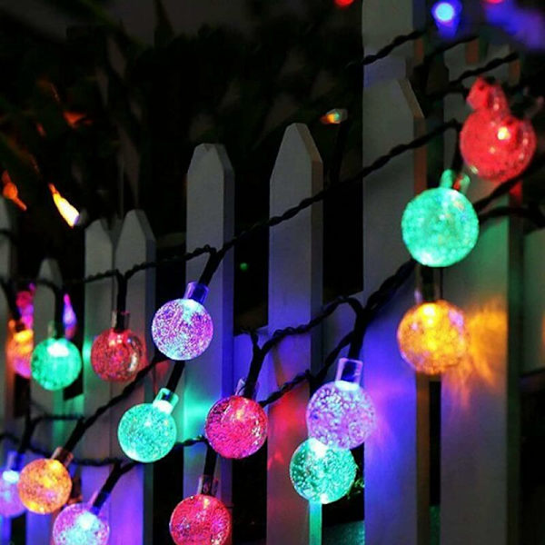 Udendørs Solcellelys Garland - 20 LED - 8 Tilstande - Krystal Kugler - Vandafvisende - IP65 - Til Have, Terrasse, Træer, gårdsplads, Fest, Bryllupsdekoration