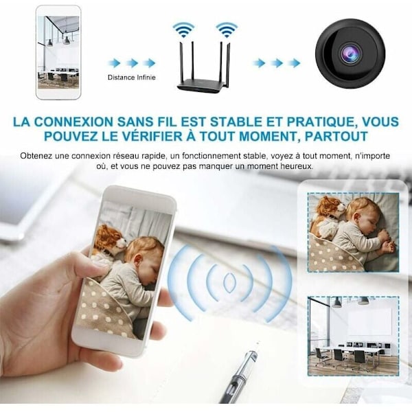 Mini WiFi Skjult Kamera Lille, Full HD 1080P Baby Sikkerhedsovervågning Trådløst Kamera med Nattesyn og Bevægelsesdetektering Indendørs/Udendørs Mikro