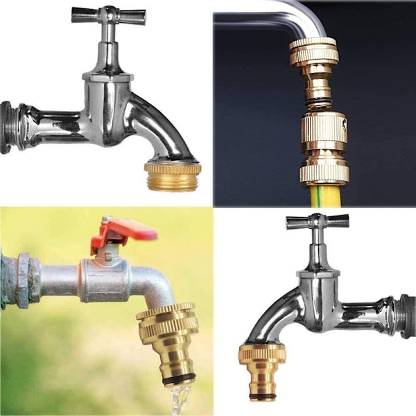 Stück Solid Messing Havehaneforbindelse, Messing Havehaneforbindelse Slange Adapter Gevindet Hane Adapter Hane Dyses Rustfri til Have Køkken