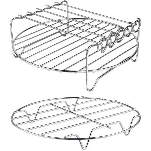 2 kpl Air Fryer -lisävarusteita Monikäyttöinen Air Fryer -telineen sarja Kaksitasoinen teline vartaalla XL Power Airfryerille