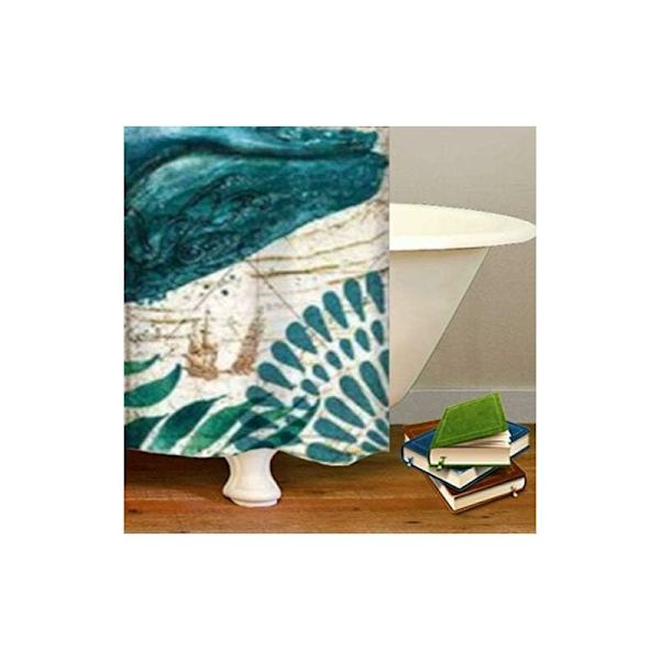 Duschdraperi Ocean Vattentät Mögelresistent Polyestertyg Badrum Set med Krokar (180x180H CM, Färgglad-Val)