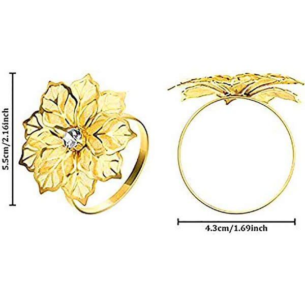 Serviettringer Spenner, 12 stk Metall Rose Blomst Serviettringer for Bryllup Middag Bursdag Borddekorasjon