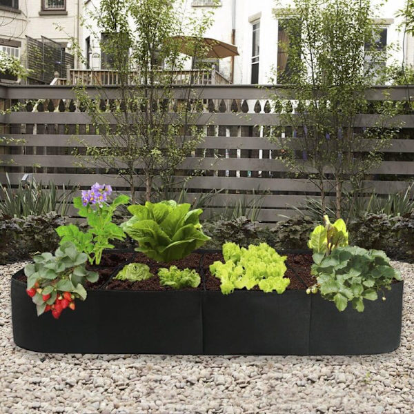 Set med 8 upphöjda planteringslådor i tyg, 30 cm höga, rektangulära 180 cm långa × 90 cm breda, andningsbara planteringsväskor i tyg för grönsaker, örter och blommor