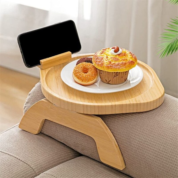Sofa Armlenebord, 360° Rotasjonsbar Sofa Armlenebrett for Spising Rundt