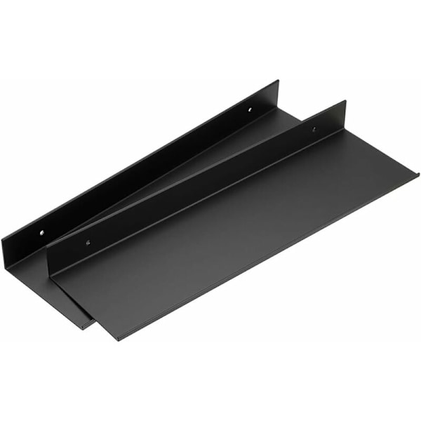 2 st Väggmonterade Hyllfästen i Aluminiumlegering för Badrum, Kök, Sovrum, Vardagsrum, Stealth-installation (40 cm, Svart)