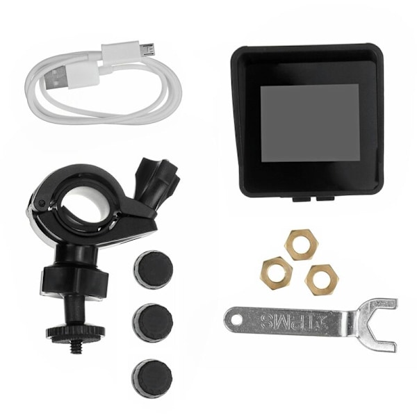 Solcellsbaserat trådlöst däcktrycksövervakningssystem TPMS däcktrycksmätare för LCD-display 3 externa sensorer
