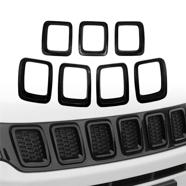 Bil Sort Front Grill Mesh Indsættelse Ringe Dækker Trim Kit til Compass MP 2017 2018 2019 2020