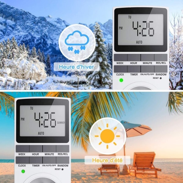 Digital programmerbar stikkontakt, ukentlig digital timer med LCD-skjerm, 12H/24H/7Dagers elektrisk stikkontakt-timer, energisparing for husholdningsapparater (1