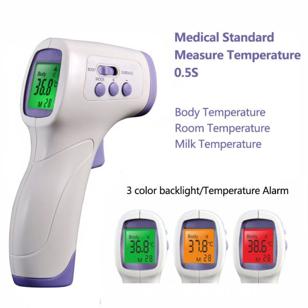 Medicinsk termometer Berøringsfrit digitalt termometer til voksne og med LCD pandetermometer, Lilaris