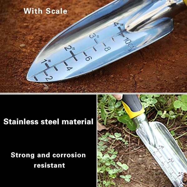 Hagespade i rustfritt stål for planting, omplanting, luking, flytting