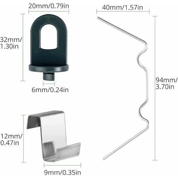 250 st. Växthusklämmor i rostfritt stål, 100 st. M-klämmor extra tjocka (1,6 mm) Växthusklämma, 100 st. S-klämmor för vägg ≤ 6 mm, 50 st. Växtupphängningsöglor HI