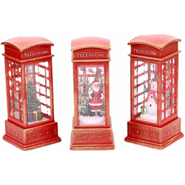 Vintage London Rød Telefonboks Lanterne Julepynt, Bærbar Julemand, Snemand, Juletræ Flammelys til Julefest