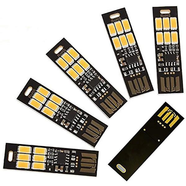 5 stk. USB-nøgleringslys Ultralet 6 Mini USB-lys med Smart Touch-elektrodelysstyrke til bærbar computer (hvid)