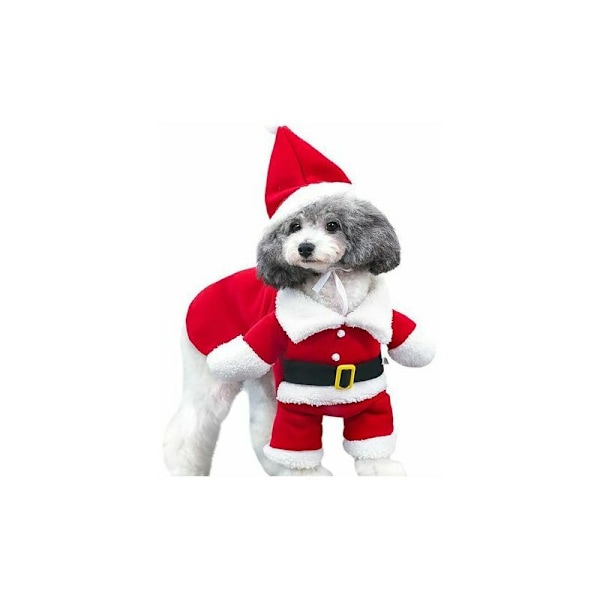 Juldräkter med tomteluva, husdjurskläder för cosplay, hund, katt, juldräkter, tomtedräkt, julfest, vintervarm, husdjurströjor