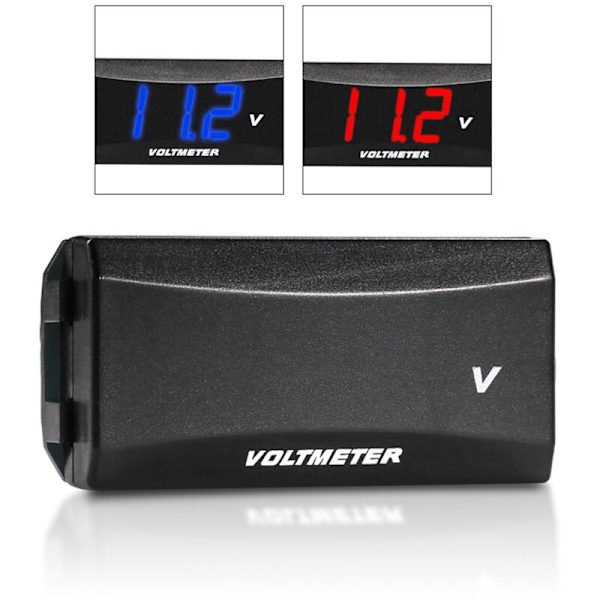 Motorcykel Mini LED Digital Voltmeter Monitor Panelmätare Volt Spänningstestare Omvänd Anslutningsskydd 12V-80V Röd