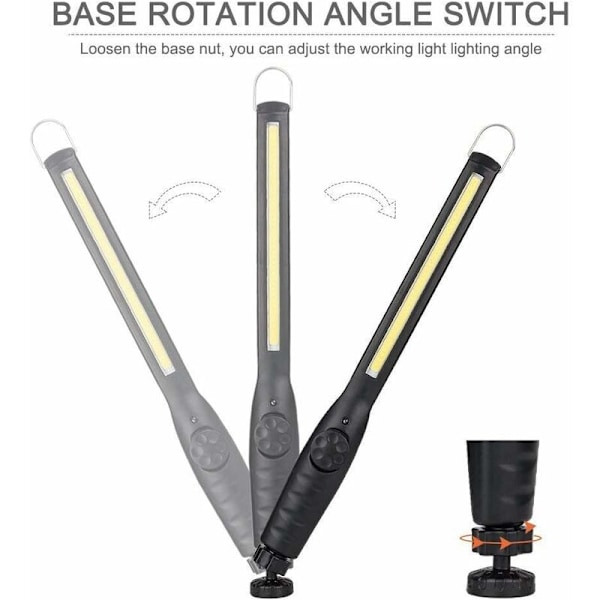 USB Genopladelig Arbejdslys COB Inspektionslampe Lommelygte med Magnetbase og Hængekrog til DIY, Hjem, Arbejde, Gåtur, Fiskeri, Vandreture, Camping