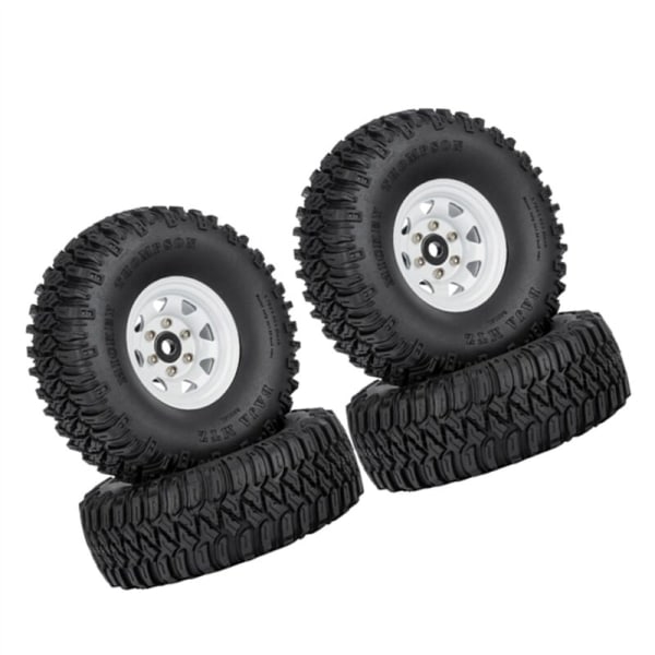 4PCS 1.55 Metall Beadlock Hjul Fälgar Däck Set för 1/10 RC Crawler Bil Axial Jr D90 CC01 LC70, 1 Vit