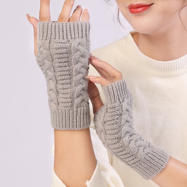 Korte vri motehansker høst og vinter strikket ull varme halvfingerløse hansker for menn og kvinner