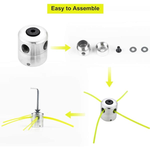 Universal børstehodek i aluminium, dobbel trådspolehode i nylon for trimmer, 1 linjehode + 4 linjer