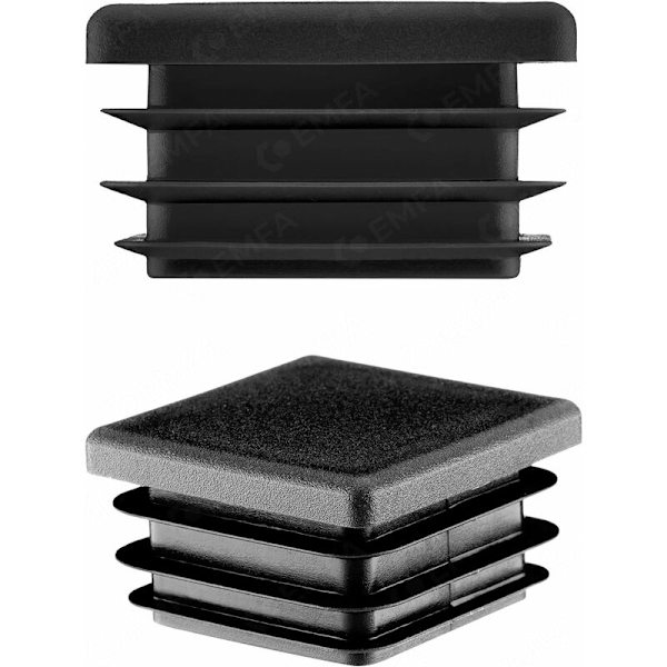 Hætte til firkantet rør 60x60 mm, 10 stk., Sort (RAL 9005) Hætte, 6x6 cm