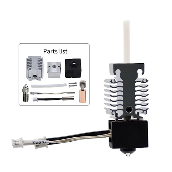 For -V3 SE Hotend Dyse Kit Bimetall Slange + Kobberbelagt 0,4mm 24V 40W Ekstruder Varmeblokk