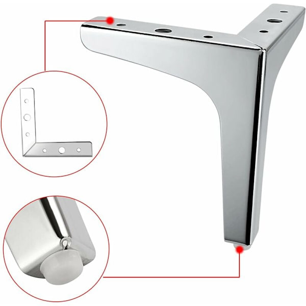 4-pack Metall Möbelben - Moderna Möbelben för Soffa, Stol, Bord, Skåp, DIY, Tunga Ersättningshörn Möbelben för Byrå