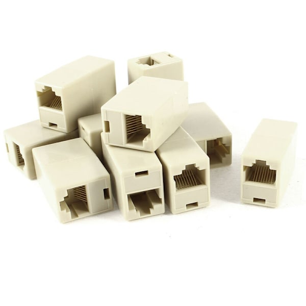 Beige RJ45 Inline Naaras-Naaras Modulaarinen Ethernet-Liitin Inline Modulaarinen Verkkoliitin Inline-Liitin Jatke 11 kpl
