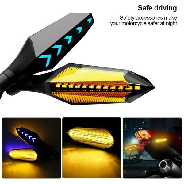 2 stk. Motorcykel 12 LED Flydende Blinklys Indikatorlampe / Blå