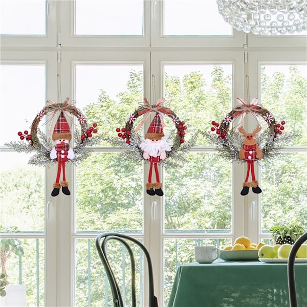 Kunstig julekrans for inngangsdør, vegg, vindu, gårdshusdekorasjon, snømann ()