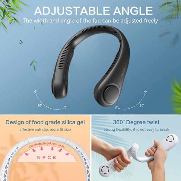 Bärbar Halsfläkt Handsfree Bladfri Fläkt Bärbar Personlig Fläkt Bladfri Laddningsbar Hjälmdesign USB-driven Skrivbordsfläkt