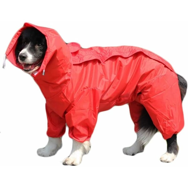 Dog raincoat with removable hood (red, 16)-