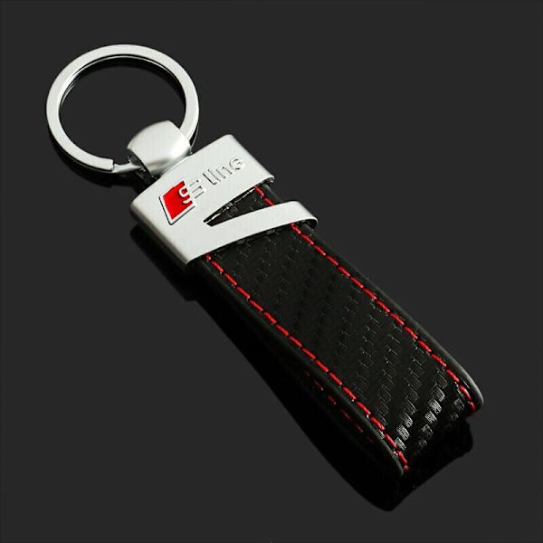 Audi sLine logo nøglering i ægte kulfiberlæder (1 stk. sLine)