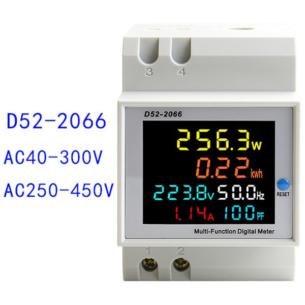 Din Rail AC Monitor 6IN1 250-450V 100A Aktiv Spænding Strøm Effektfaktor KWH Elektrisk Energi Frekvensmåler VOLT AMP