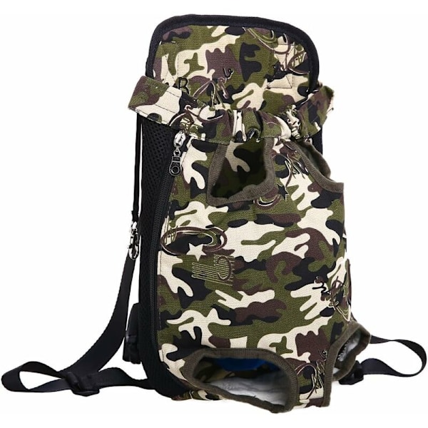Legs-Out Front Pet Dog Carrier, Håndfri Justerbar Ryggsekk Reiseveske for Små og Mellomstore Hunder, Katter, Kaniner, Utendørs XL, kamuflasje