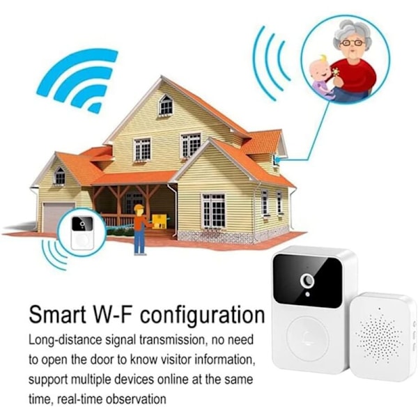 Langaton ovikello, jossa on valvontakamera, Wifi-älykamera, videotallennus, ovikello (Type-C), useita ladattavia soittoääniä, yhteys