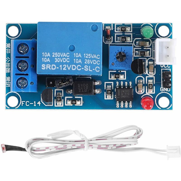 DC 12V Fotoelektrisk Switch Sensor Relæ Modul 50mmx25mm med 2 Kabel