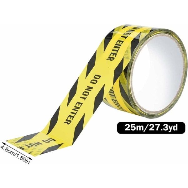 Varningstape, 4,8 cm x 25 m, GÅ INTE IN, självhäftande säkerhetstejp, gul varningstejp för användning på arbetsplatsen och farligt område (svart/gul)