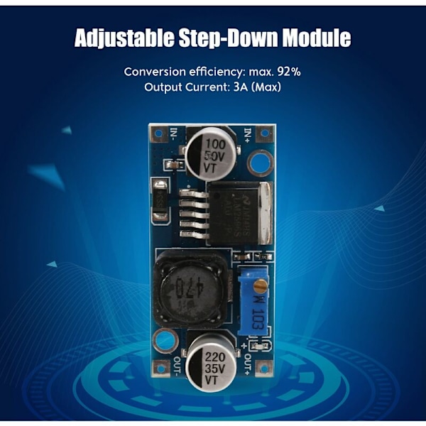 LM2596S DC-DC Spänningsomvandlaremodul 3A Justerbar Spänningsomvandlaremodul LM2596 Spänningsregulator 24V 12V 5V 3V