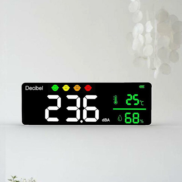 Dm1306d digital decibel lydmåler smart vægmonteret nabo støjdetektor 30-130db temperatur- og luftfugtighedsovervågning