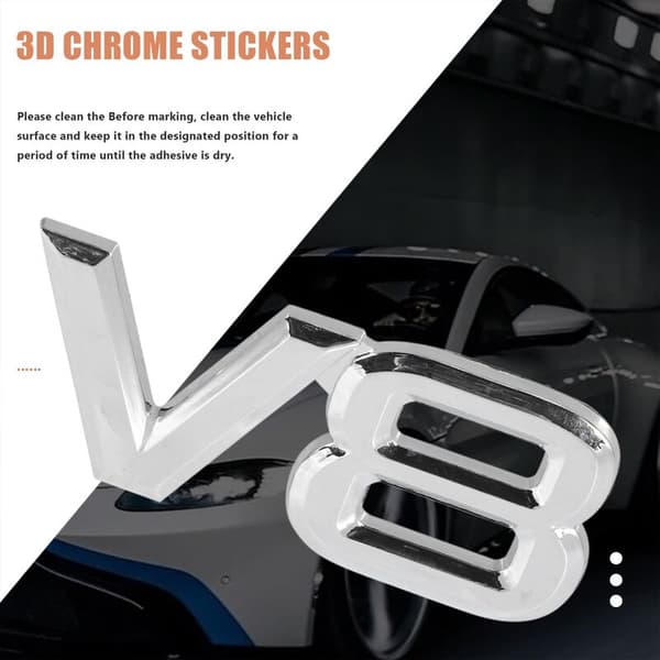7.5X3.5Cm Auto Car V8 Tarrat 3D Kromimerkki