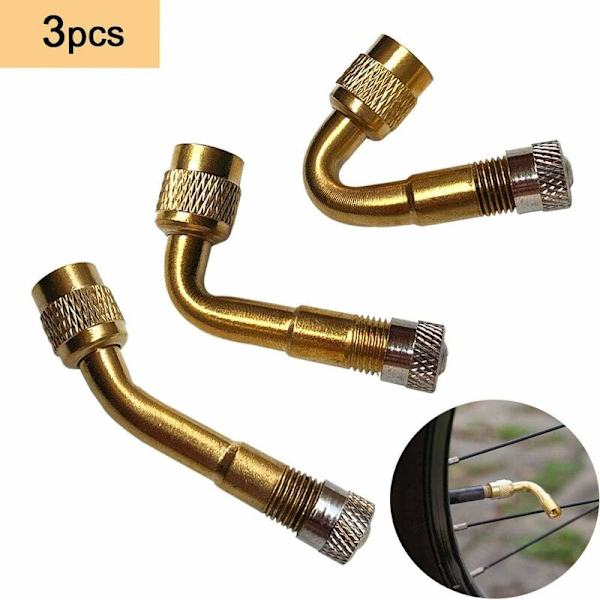 3 stk Profesjonelle Dekkventilforlengelsesadaptersett, Messing Dekkventilforlengelse Schrader Ventiladapter, For Bil Lastebil Motorsykkel Sykkel Scooter (45 °,