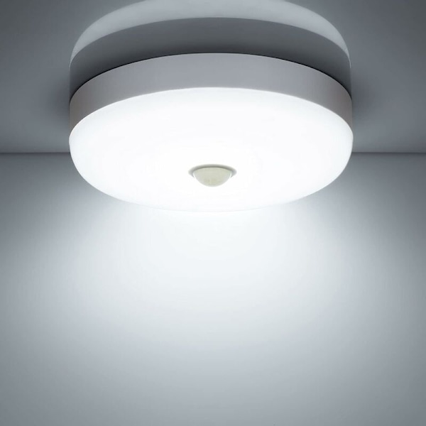 Bevegelsessensor LED Taklampe Kald Hvit IP56 Vanntett Sirkulær Taklampe Innendørs og Utendørs Trappe Bad Garasje Gang LED Taklampe [E