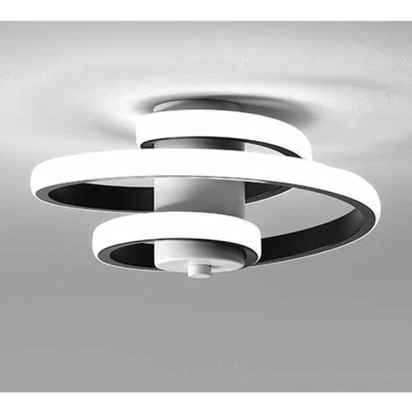 Moderne LED-loftslys, 18W kreativt design spiralformet loftslys, sort metalloftslys, LED-loftslampe til køkkenkøkken i stuen