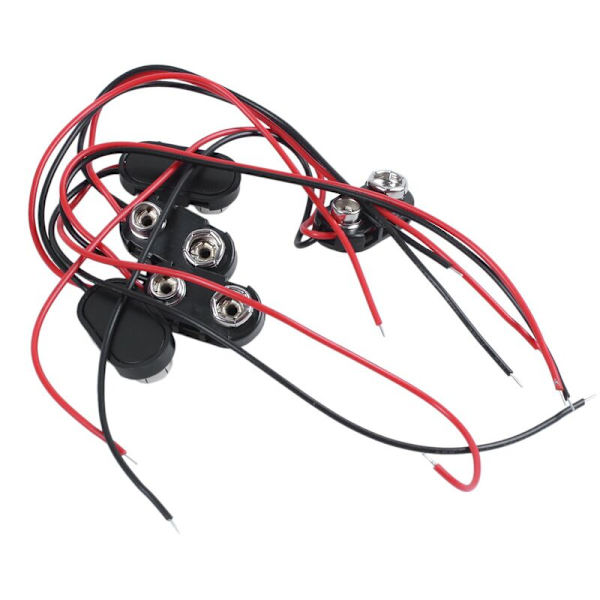 5 stk. sort plastik etui 14,99 cm dobbeltkabel stik 9 V genopladelige batterier